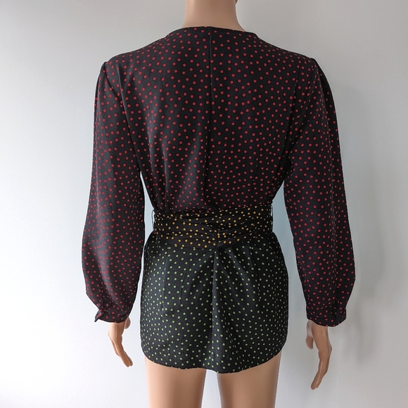 Zara polka dot multi color wrap top with tie crepe - Picture 3 of 11